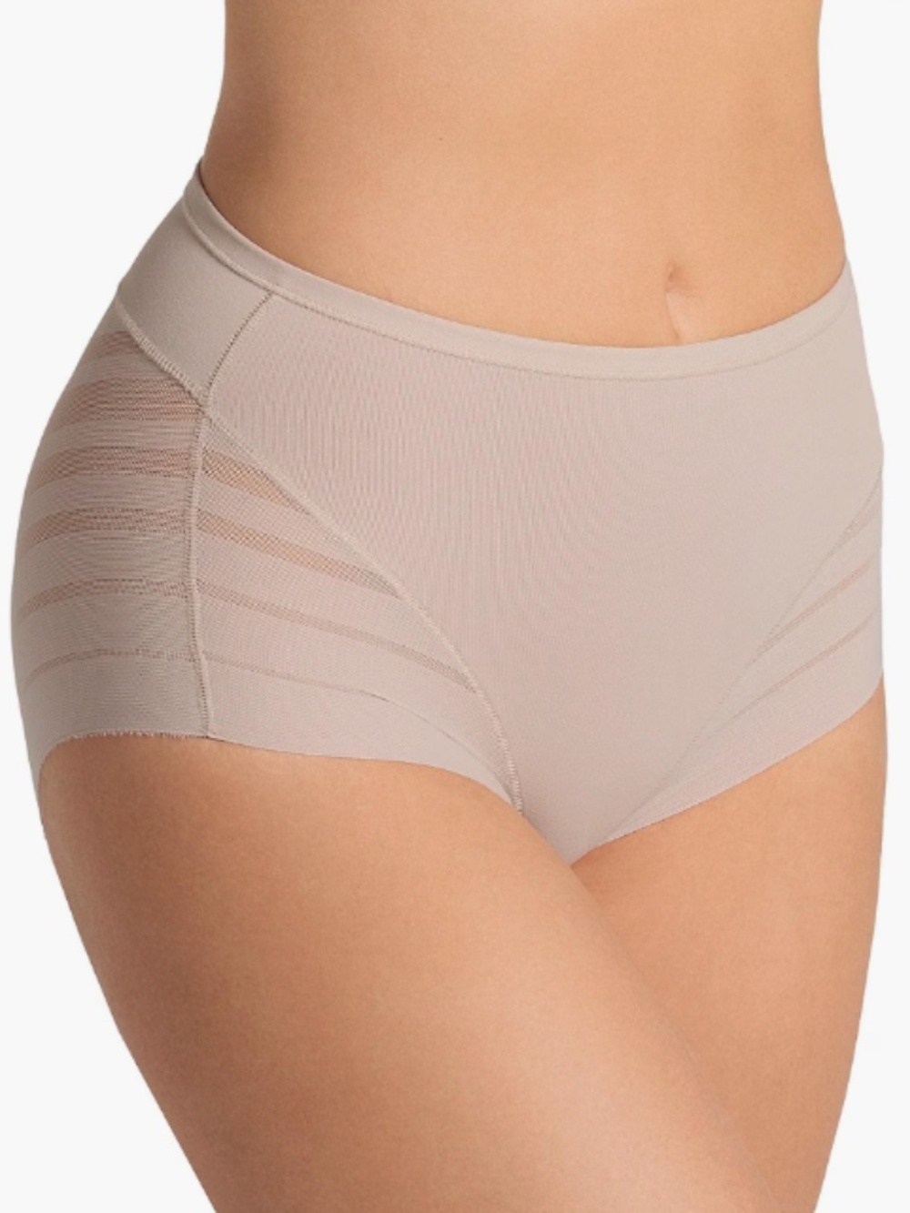 Leonisa High Waisted Invisible Tummy Control Shapewear Stripe Panty Lace S 8740